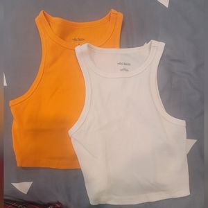 White and Orange Crop Tops